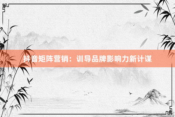抖音矩阵营销：训导品牌影响力新计谋